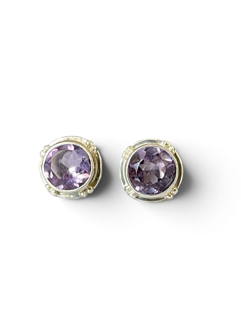 925 Sterling Silver Natural Amethyst Stud Earrings!